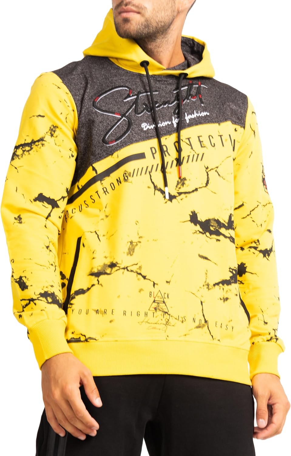 Subliminal Mode Herren-Kapuzen-Sweatshirt, langärmlig, zweifarbig, mit Tasche, lässiger Stil, Basic,