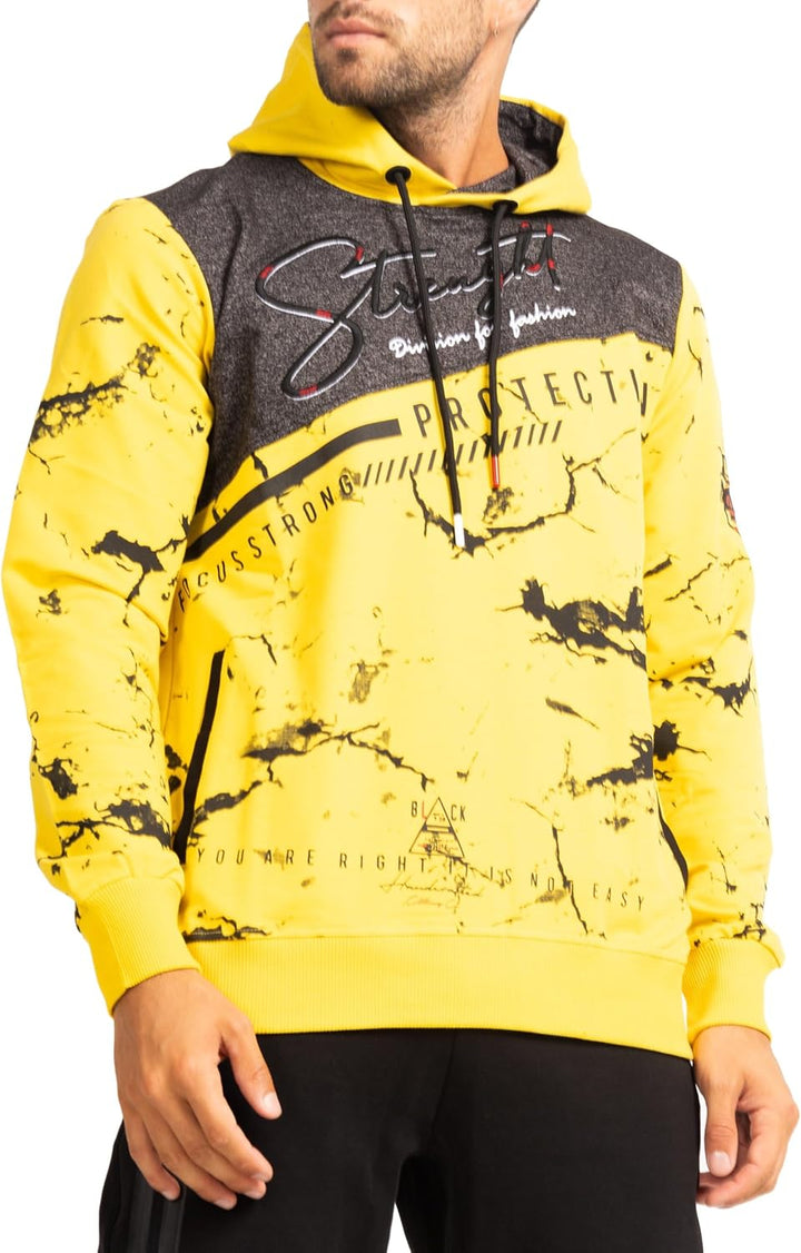 Subliminal Mode Herren-Kapuzen-Sweatshirt, langärmlig, zweifarbig, mit Tasche, lässiger Stil, Basic,
