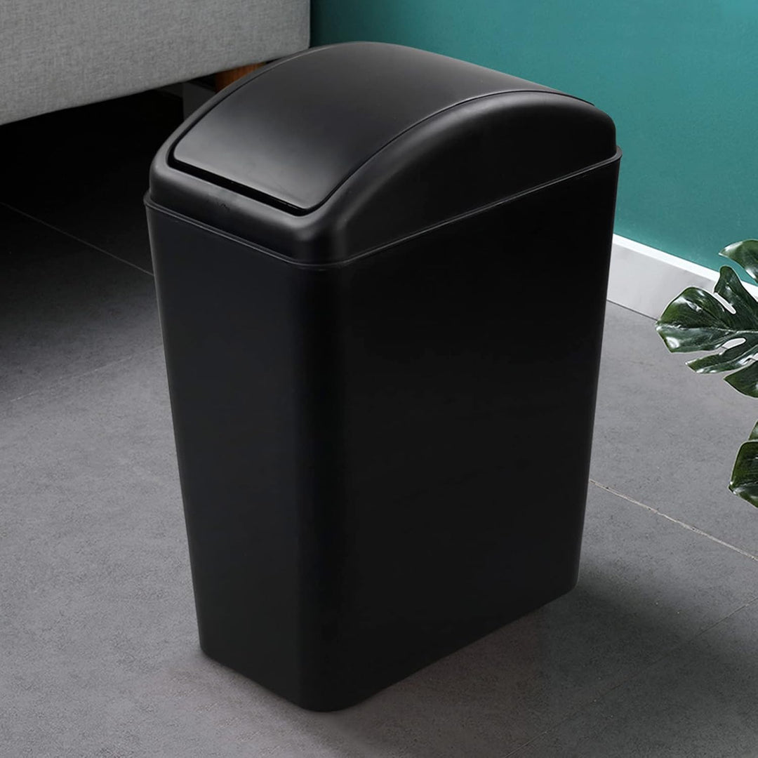 15 L Geruchshemmender Mülleimer mit Schwingdeckel, Kleiner Mülleimer mit Deckel, Schwarz, Schwarz