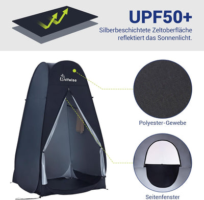 Wolfwise Pop up Toilettenzelt Umkleidezelt, Camping Duschzelt Outdoor Mobile Toilette Umkleidekabine