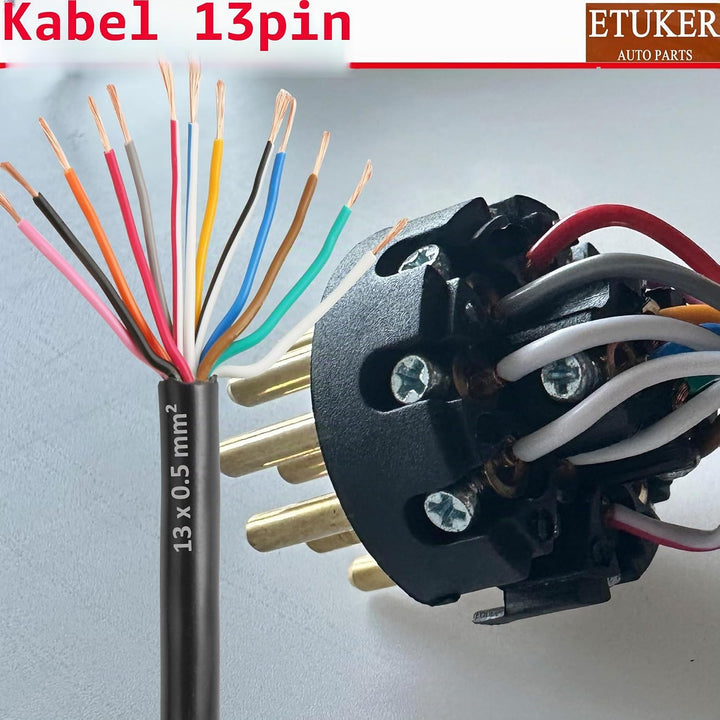 Anhänger Adapter Spiralkabel 7 Polig Max.2M,13 auf 13 Anhänger Verlängerung Kabelverbinder fur LKW R