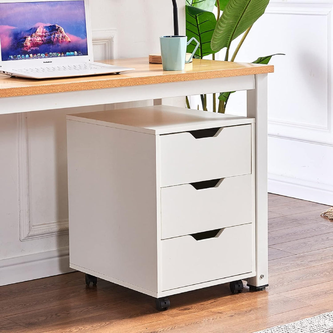 NICEME Bürocontainer mit 3 Schubladen, Rollcontainer unter Schreibtisch,Büroschrank für Dokumente, a
