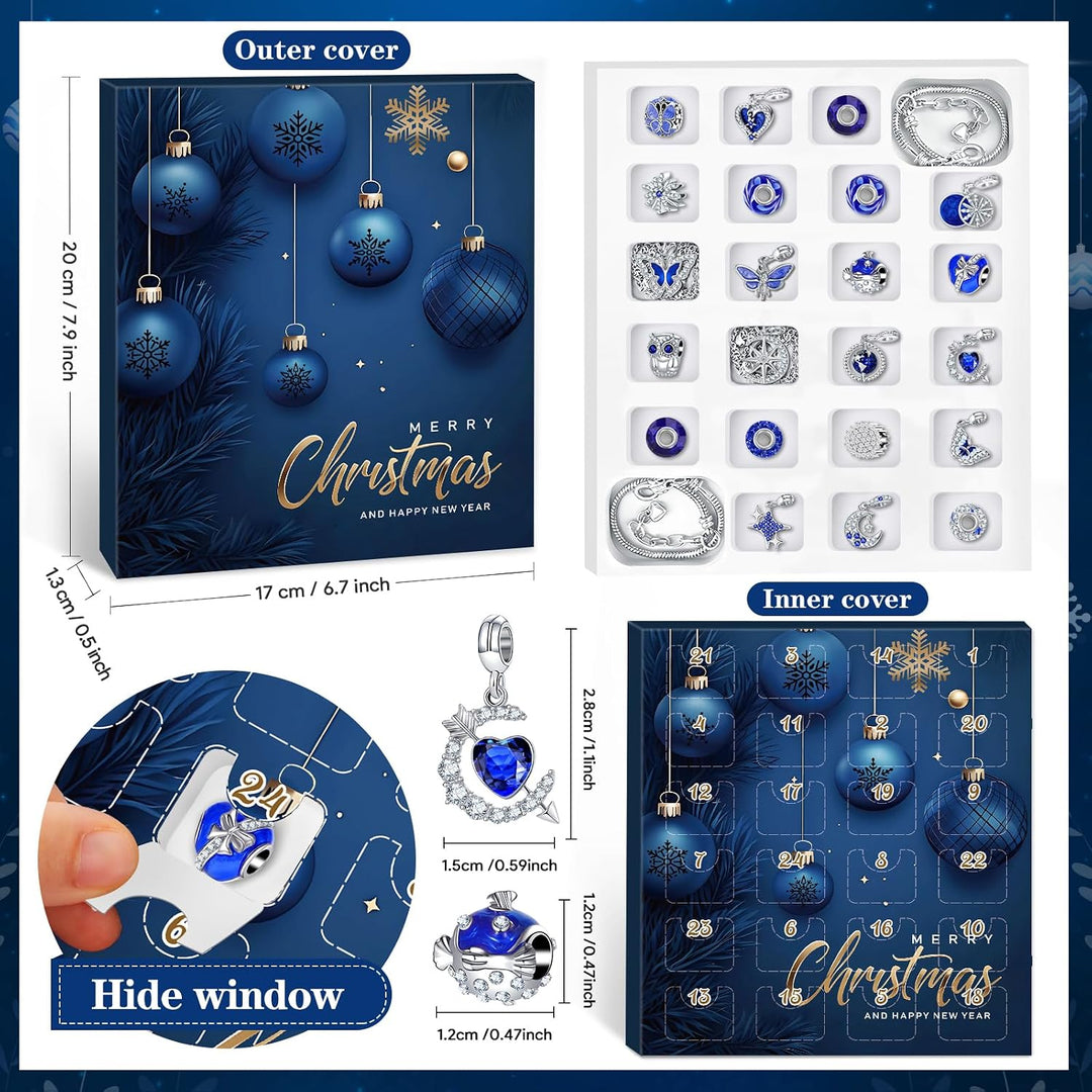 Adventskalender 2025 Frauen Mädchen Schmuck, 24 Füllung Weihnachtskalender Armband Halsketten Charm,