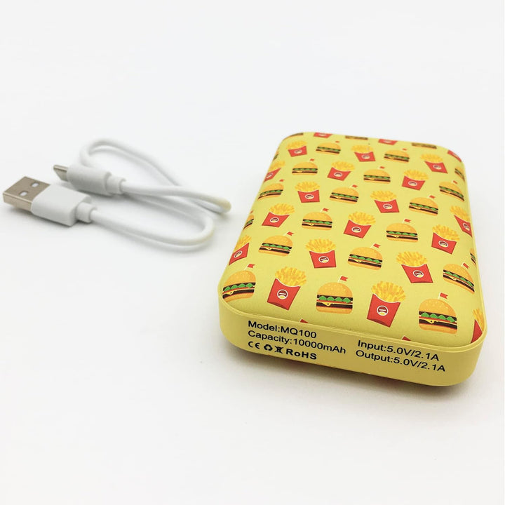 Wondee Power Bank, Slimmest USB 3A High Speed 10000 Ah Wondee Externer Akku Junk Food, tragbarer Akk