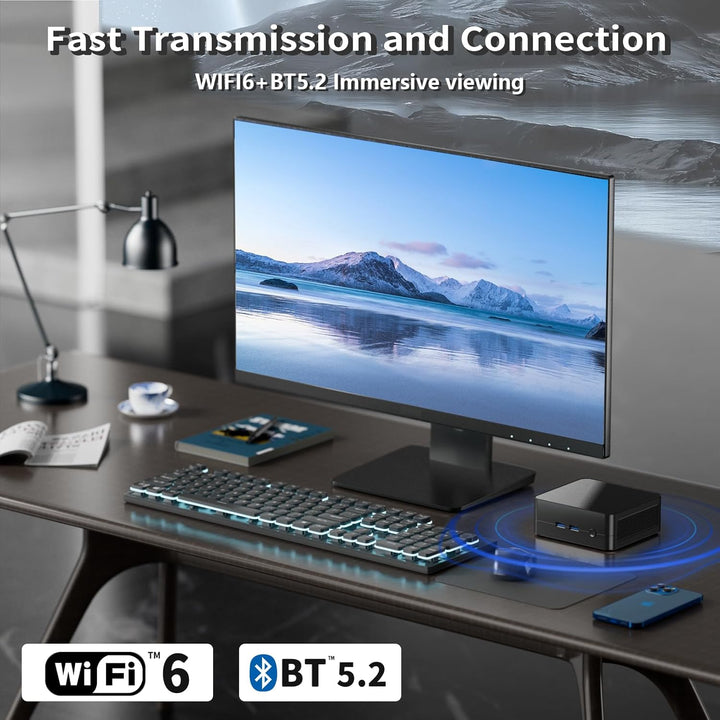 Ryzen 5625U Mini-PC Ryzen 6-Kern 12-Thread (bis zu 4,3 GHz) All-in-One-PC Windows 11 Pro / WiFi / Bl