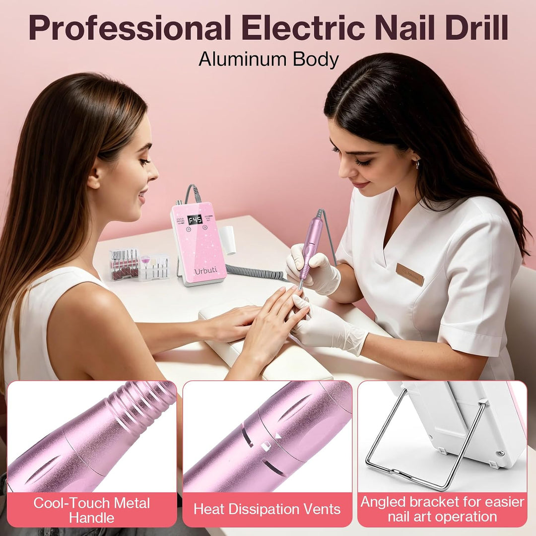 R9 Elektrischer Nagelfräser Nagelfeile für Gelnägel mit Basisständer, 45000RPM Tragbares Nagelfräser