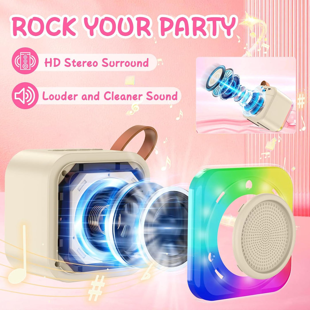 Bluetooth Mikrofon Karaoke, Drahtloses Tragbares LED Karaoke Mikrofon mit Lautsprecher Tonaufnahme f