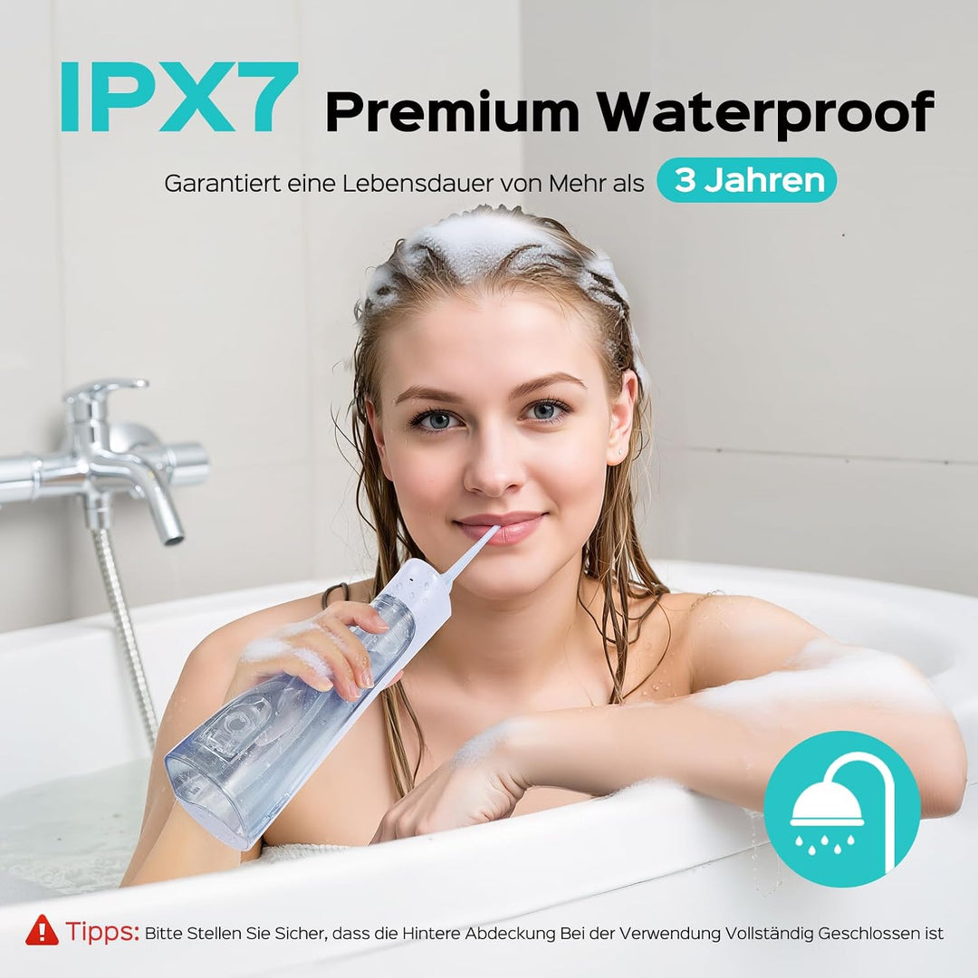 COSLUS Munddusche Elektrische Kabellos Testsieger 2025: 20 Wasserdruck IPX7 Wasserdicht Präzise Anti