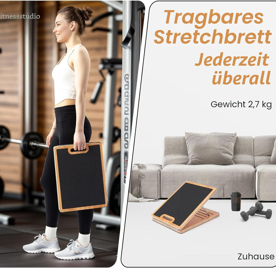 StrongTek Portable Wooden Slant Board mit einstellbarem Schrägbrett und Wadenstrecke, Professionelle
