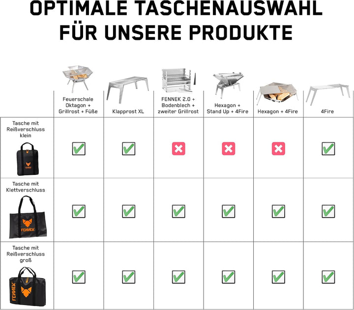Tasche für FENNEK 2.0 | Zubehör für den mobilen und steckbaren Holzkohle-Grill aus Edelstahl für Cam