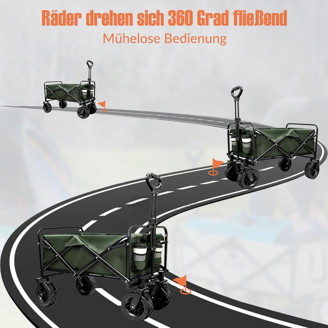 Sanycasa Bollerwagen faltbar 200L 200KG Tragkraft Gelände Strand geeingenet Bollerwagen mit Bremsen