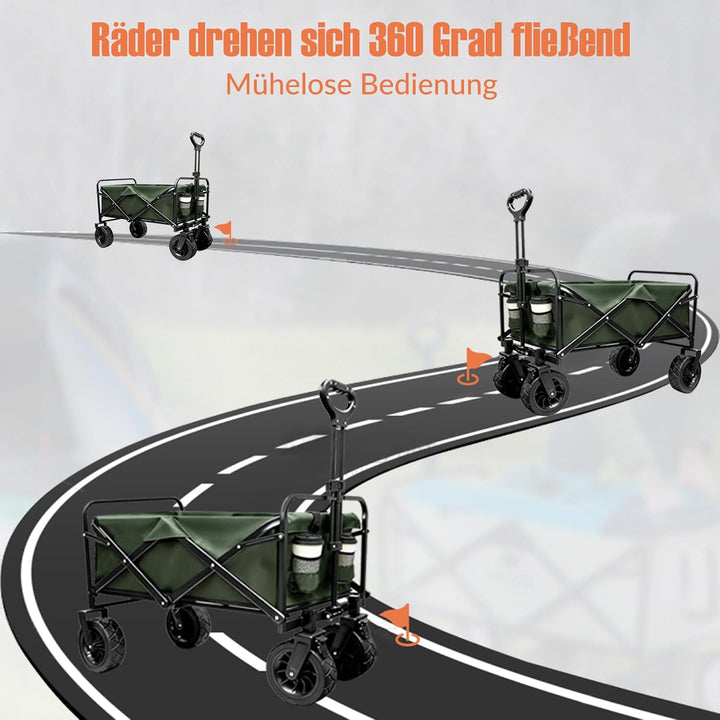 Sanycasa Bollerwagen faltbar 200L 200KG Tragkraft Gelände Strand geeingenet Bollerwagen mit Bremsen