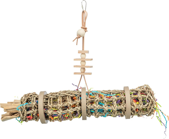 TRIXIE Naturspielzeug für Vögel zum Einhängen - aus Seegras, Holz und Papier - auch zum Befüllen mit