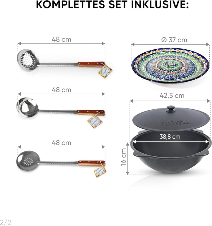 Feuerofen Utschak Ø 40cm mit Gusseisen Kazan Wok 12L Ø 42,5cm | Kasan mit Deckel | Учаг Outdoor Feue