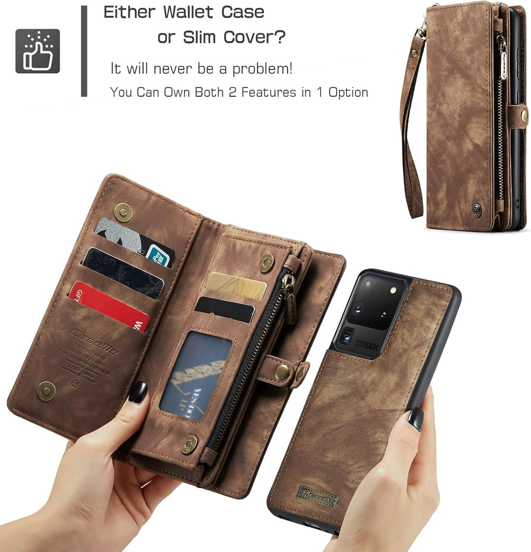 UFinetech 2-in-1 Samsung Galaxy S20 Ultra Hülle Tasche Leder TPU Abnehmbar Handy Flip Magnetisch Kar