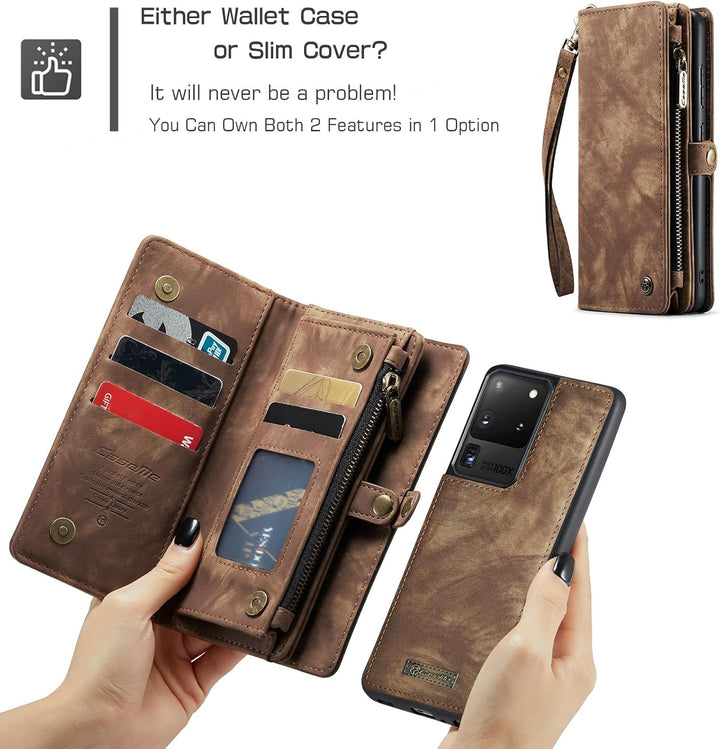 UFinetech 2-in-1 Samsung Galaxy S20 Ultra Hülle Tasche Leder TPU Abnehmbar Handy Flip Magnetisch Kar