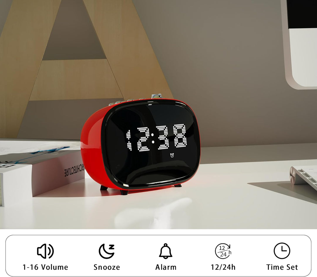 iTOMA Retro Wecker mit Bluetooth, Zeitanzeige, Alarmeinstellung, TF-Kartensteckplatz, AUX Jack, Frei