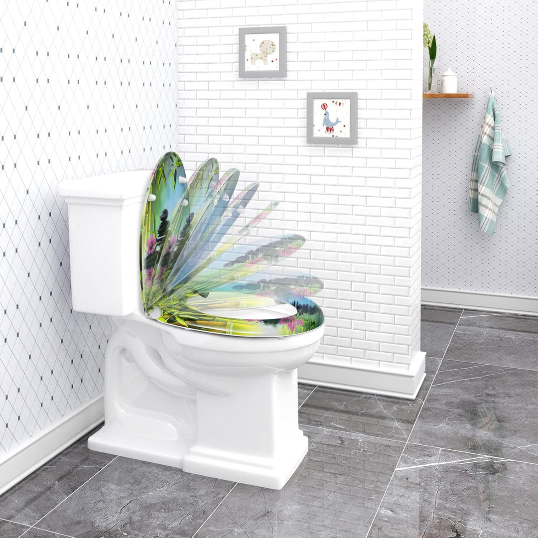 WOLTU WC Sitz mit Absenkautomatik,Toilettensitz Motiv, Toilettendeckel aus Duroplast, Stable Klodeck
