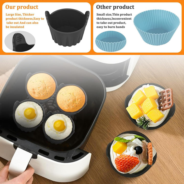 Silikonform Heissluftfritteuse, 4 Packungen ei Formen Kuchenform für Heissluftfritteuse, Airfryer Zu