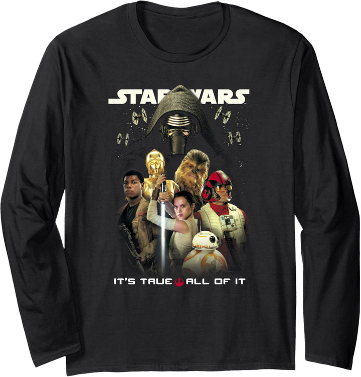 Star Wars Rey Kylo Ren Episode 7 Cast Poster Langarmshirt