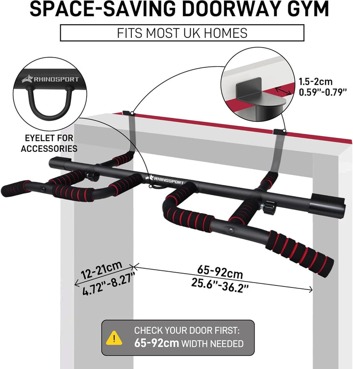 Klimmzugstange für Türrahmen – Pull Up Bar Doorway mit Multigriff-Positionen Griffen – Ohne Bohren,