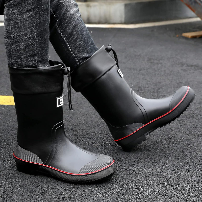 Foinledr Gummistiefel Herren Halbhoch Regenstiefel Gumischtifel Herren Wasserdicht Rain Boots Garten