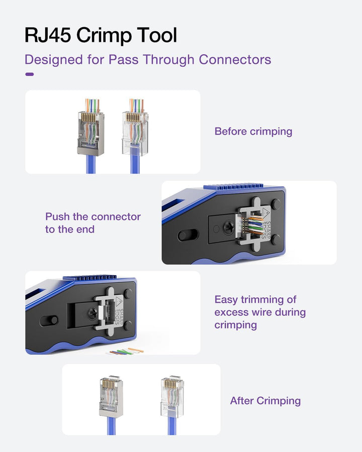 VCE GJ670BL Professionell Netzwerk Werkzeug RJ45 Crimpzange Netzwerkkabelzange