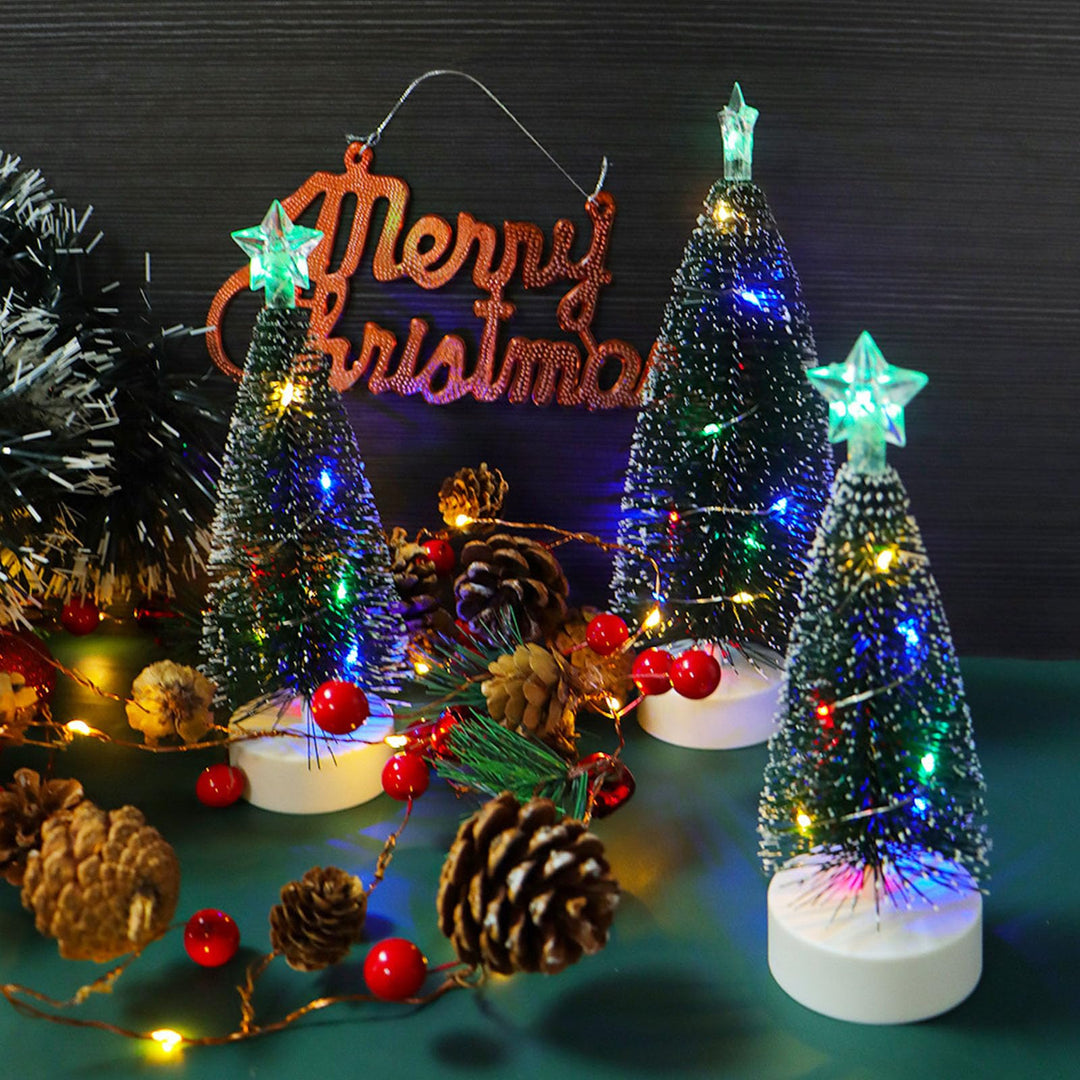 3 Stück LED Mini Weihnachtsbaum,Tannenbaum Künstlich Klein,Bunte Lichter Weihnachtsbaum,Mini Weihnac