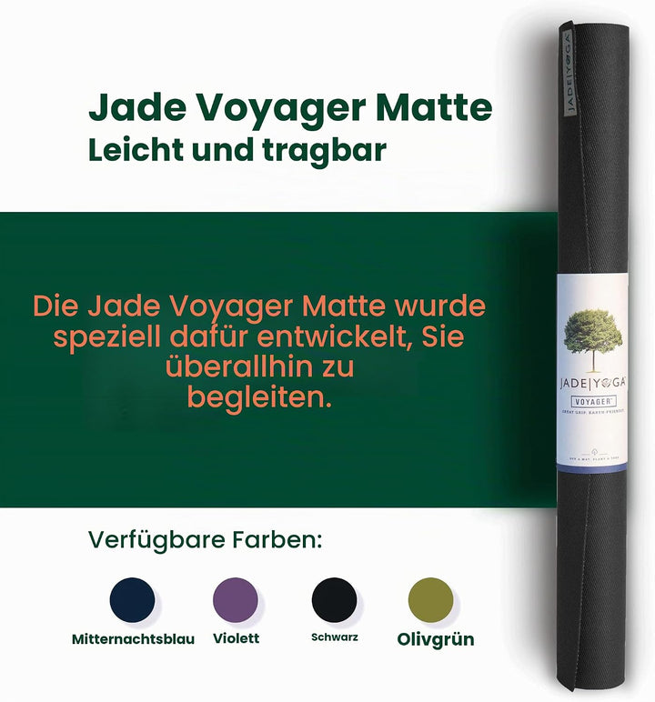 Jade Yoga Voyager Yogamatte, 1,6 mm Schwarz, Schwarz