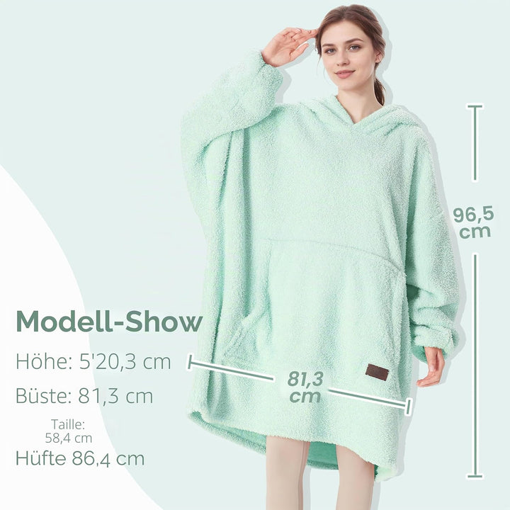 Catalonia Classy Tragbarer Oversize-Kapuzenpullover Decke, Kuschel Sherpa Decke Hoodie, Warm Throw B