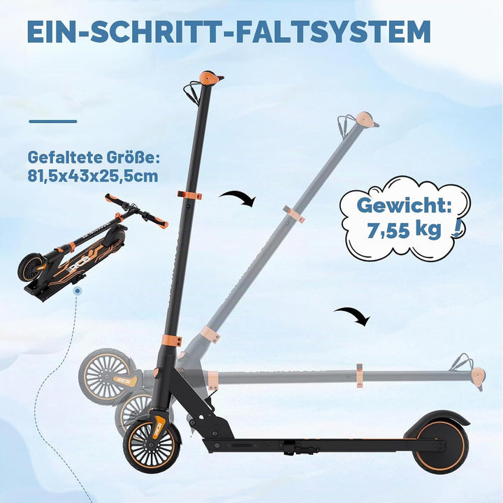 RCB R15 Elektroroller Kinder ab 8-12-16 Jahre, Faltbarer E Scooter, Max 20km/h, Reichweite 16KM, Nur
