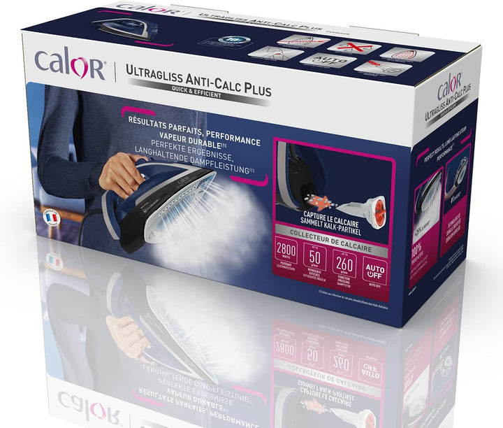 Calor Ultragliss Anti-Calc Plus Dampfbügeleisen, 2800 W, abnehmbarer Kalksammler, 50 g/min Dauerdamp