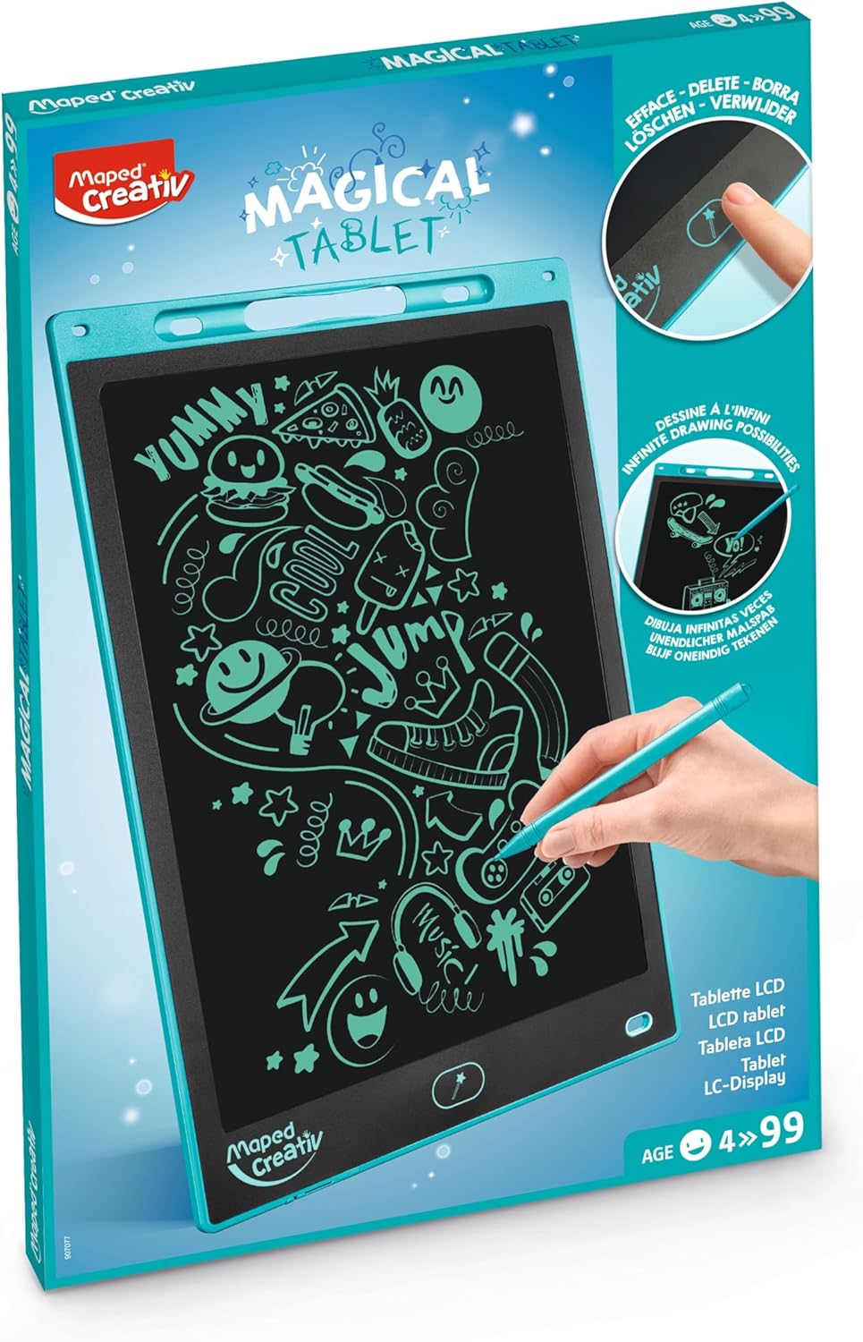 Maped Creativ Magical Board Maxi – LCD-Zeichentablett mit 30,5 cm (12 Zoll) Display + Eingabestift –