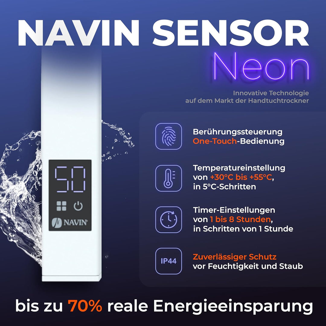 Elektrischer Handtuchhalter White Velvet Largo 500x1000 mit Sensor Links - Zeitloses Weiss, Elektris