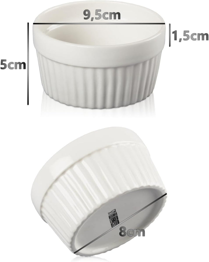 6x Schälchen Ø 9cm aus Keramik Ofenfest Creme Brulee Dessertschale Pasteten Tapas Soufflé Auflauf Fö