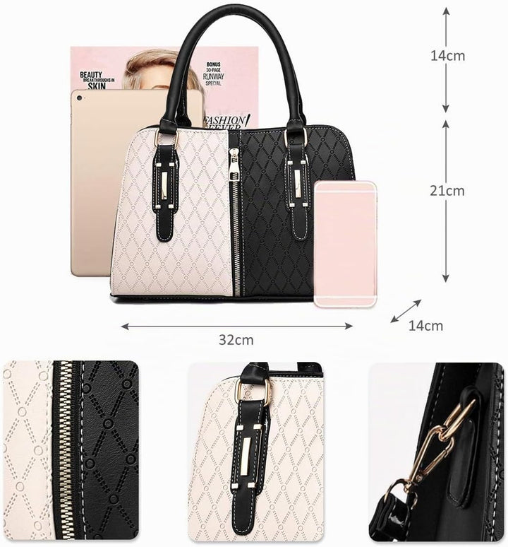 NICOLE &amp; DORIS Schultertasche Damen Mode PU Leder Schick Shopper Handtasche Umhängetasche Tote Handt