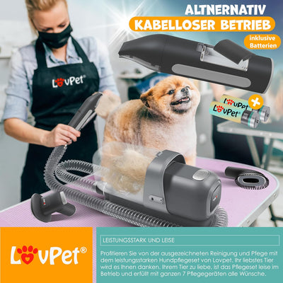 KESSER® Hundeschermaschine mit Staubsauger | Leise Schermaschine mit AKKU | Haustierpflegeset mit Zu