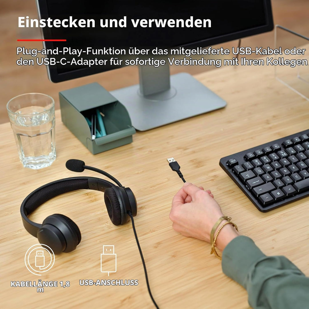 Trust Ayda USB Headset mit Mikrofon On-Ear, Noise Cancelling ENC Mikrofon, Leichtes Design, 65% Recy