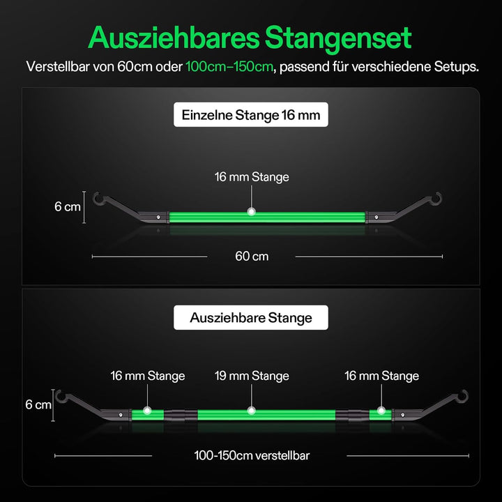 VIVOSUN High-CFM Stützstangen-Set für Growzelt, Heavy-Duty Querstreben, 100–150 cm verstellbar, hohe