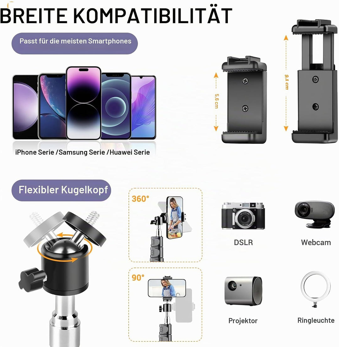 Victiv 224cm Hoch Handy Stativ, Schwerlast Flexibel Overhead Stativ für Kamera mit 35cm Verstellbare