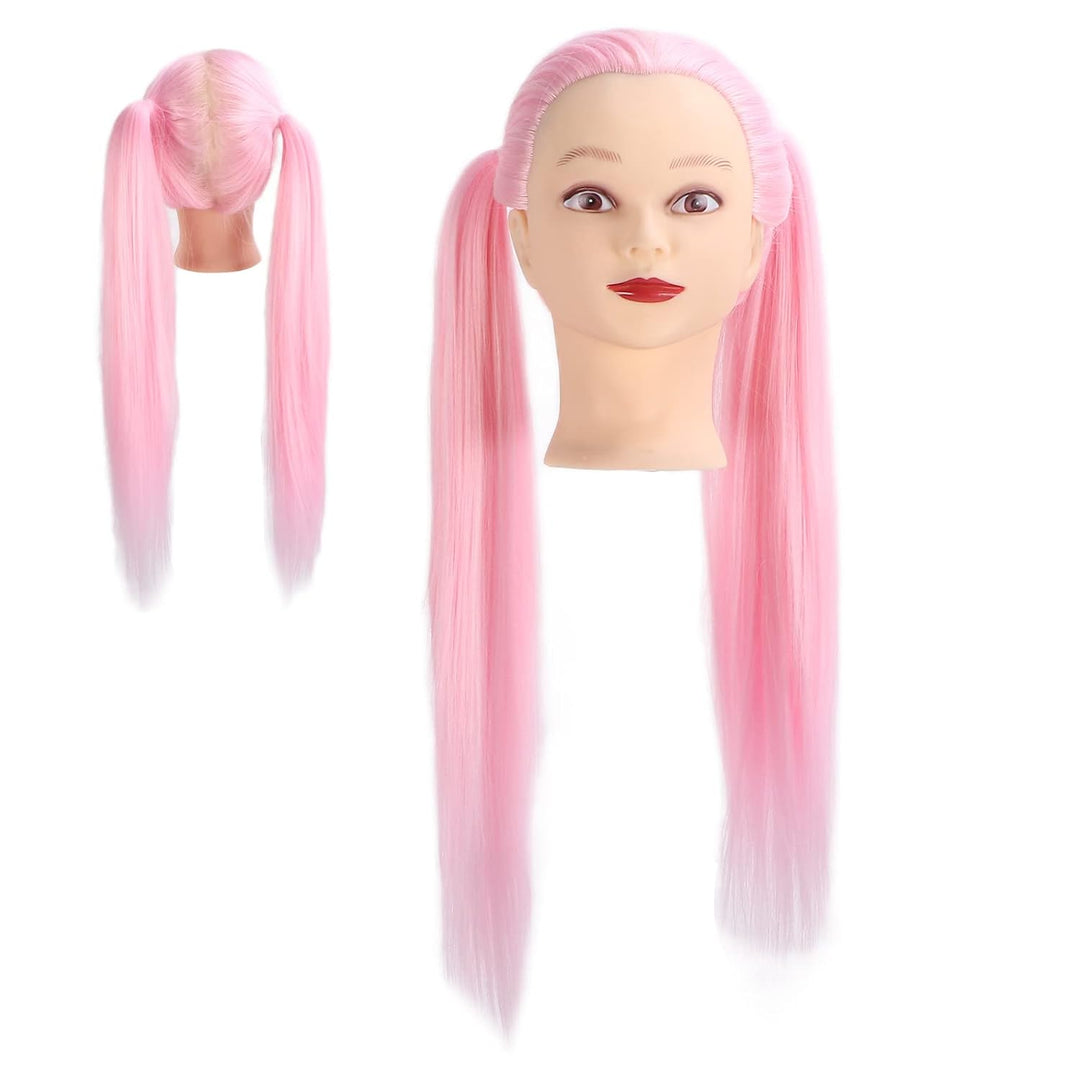 NSXAYIWE Rosa Haar-Mannequin-Kopf, Echthaar-Kosmetologie-Mannequin-Kopf, Puppenkopf für Haarstyling-