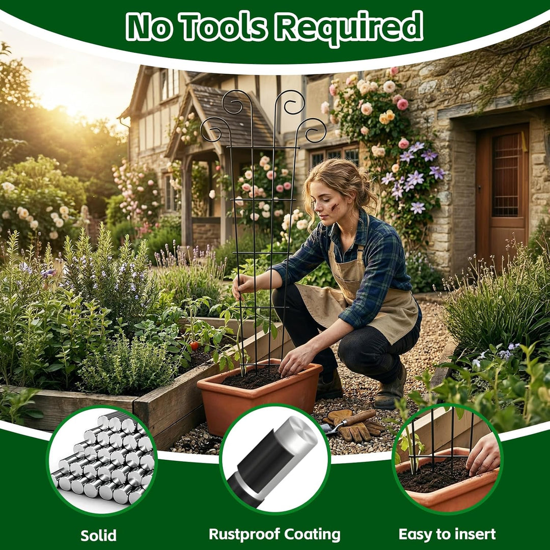 Thealyn 4er-Pack 81cm/32 Zoll Innenpflanzenspalier für kletternde Topfpflanzen, Outdoor-Metall-Garte