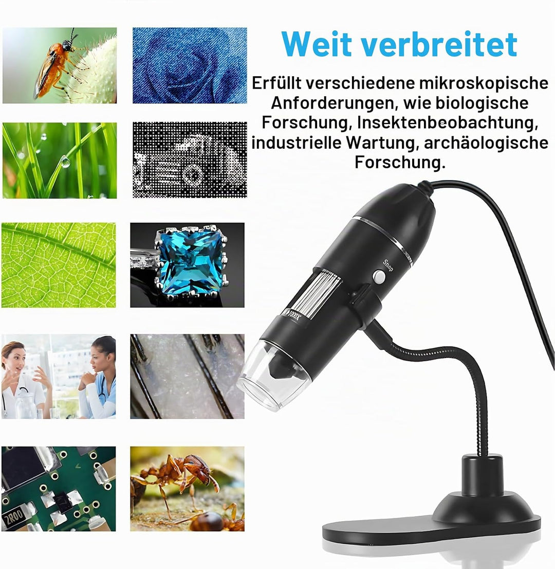 USB-Mikroskop LED 50X-1000X USB-Mikroskop-Vergrösserung Digitales Mikroskop mit Halterung USB-Mikros