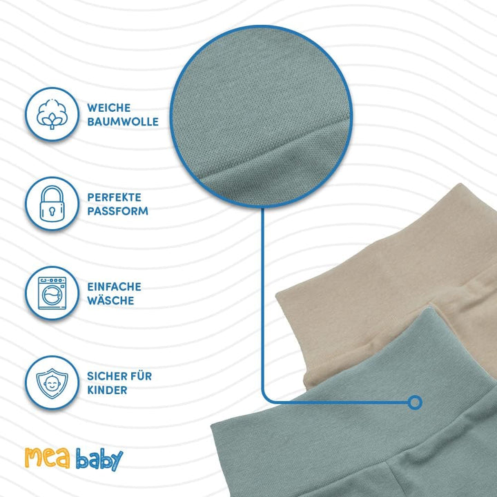 MEA BABY 5er Pack Baby Hosen Unisex für Jungen &amp; Mädchen | Pumphose aus 100% Baumwolle mit breitem B