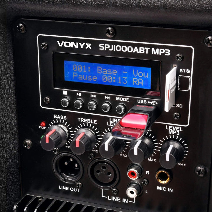 Vonyx SPJ-1000ABT Aktivlautsprecher 400 W mit 10-Zoll-Tieftöner, Bluetooth, MP3-Player und Fernbedie