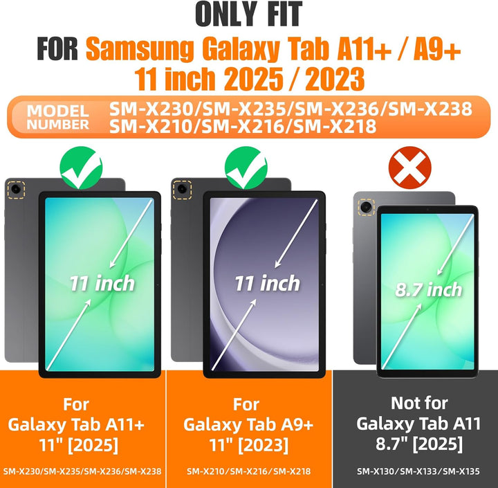 SEYMAC stock Hülle für Samsung Galaxy Tab A9 Plus/ A9+ 11 Zoll 2023, Stossfeste Robuste Hülle mit Di