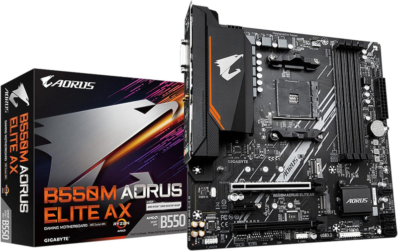 Gigabyte B550M AORUS Elite AX (AM4/AMD/B550/Micro ATX/Single M.2/SATA 6Gb/s/USB 3.2 Gen 1/Realtek Gb