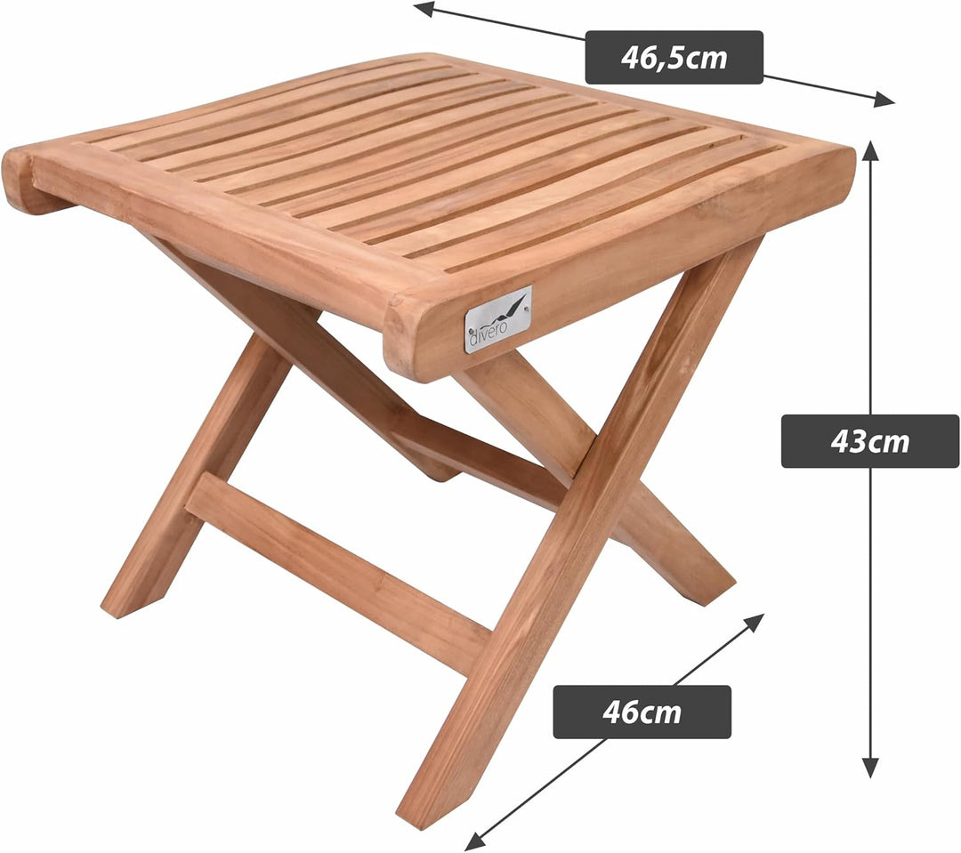 Divero klappbarer Bad-Hocker BACAN aus Teak Holz behandelt - Farbe: Braun