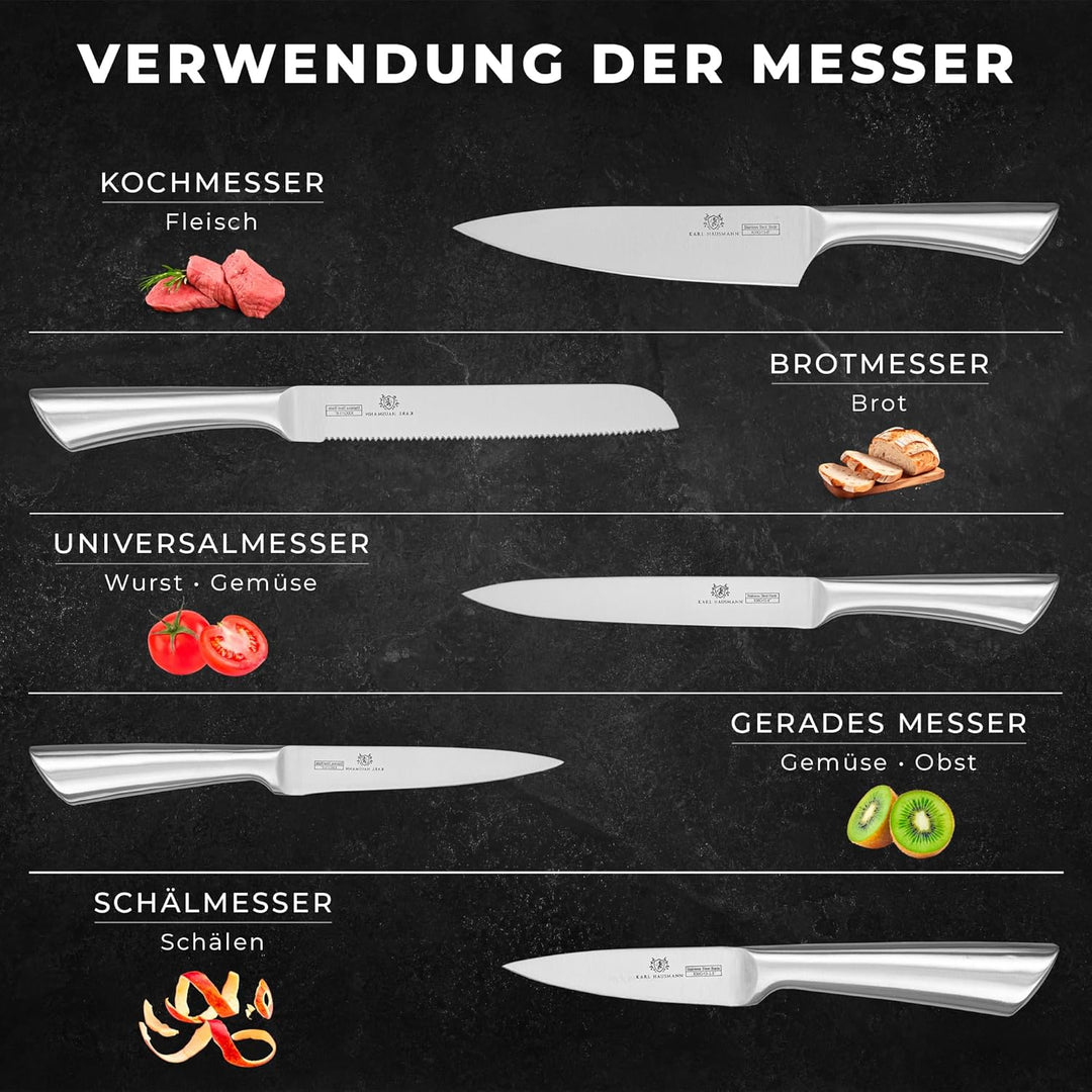 Messerblock mit Messer - 5 Teilig - Messerset und Messer Block - Küchenmesser Set - Kitchen Knife Se