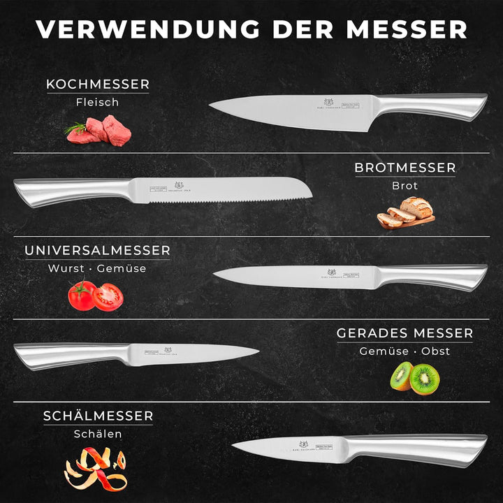 Messerblock mit Messer - 5 Teilig - Messerset und Messer Block - Küchenmesser Set - Kitchen Knife Se
